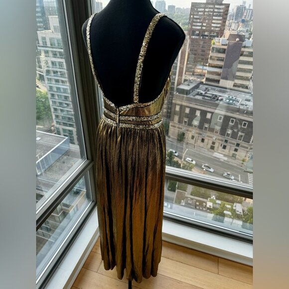 🆕 BRONX & BANCO 🧿 NWOT Star Metallic Maxi Dress w Dramatic Slits - Sz S US 4 - Picture 12 of 16